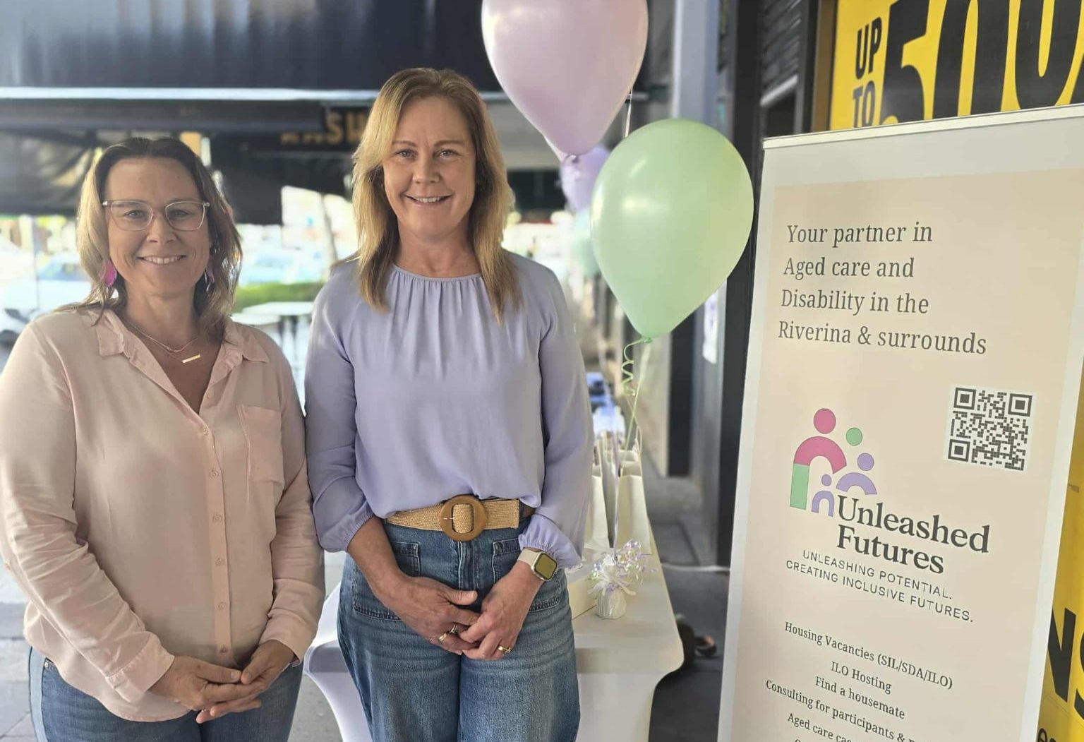 Julie Quade and Leanne Sainsbury at the launch of their new online and face-to-face disability and aged care advice and consultancy service Unleashed Futures. Picture supplied. 