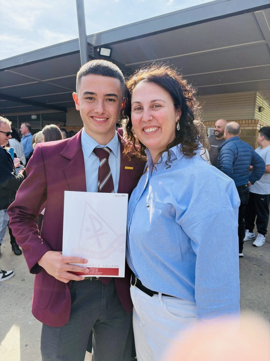 Jack at his graduation with his mum and role model Linda.