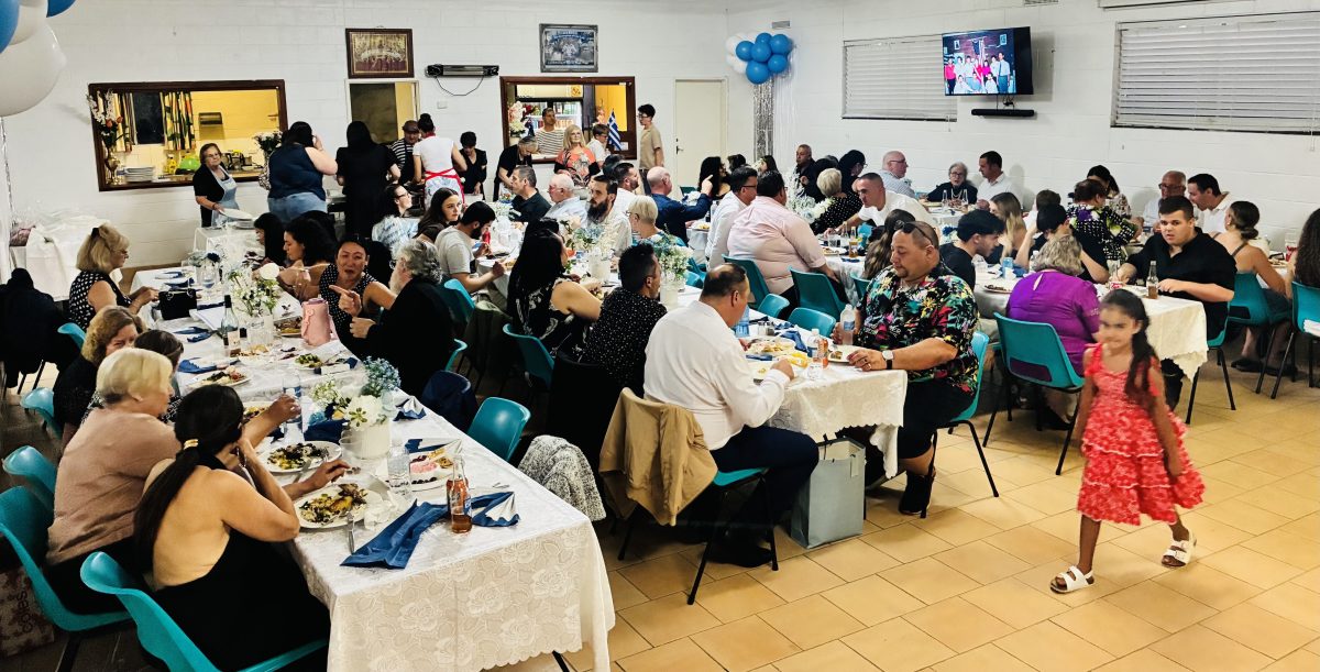people eating at a community function