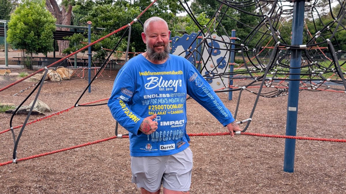 Alan Thorpe is on the final stretch of a nearly 800 km walk from Ballarat to Canberra as he looks to raise awareness for Men's Mental Health.