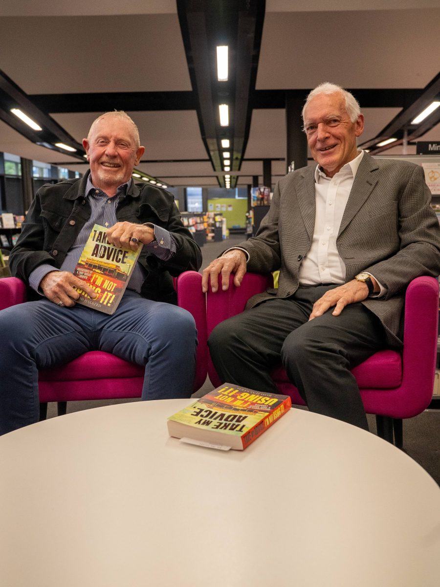 'He became a lawyer, I became a criminal' ... Rod Halsted with his lifelong mate and retired solicitor Geoff Romero during the book tour for Halsted's 356-page memoir. 