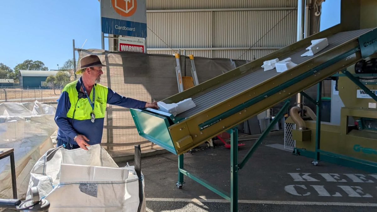 A new polystyrene compactor will help the Wagga community to effectively repurpose plastic. 