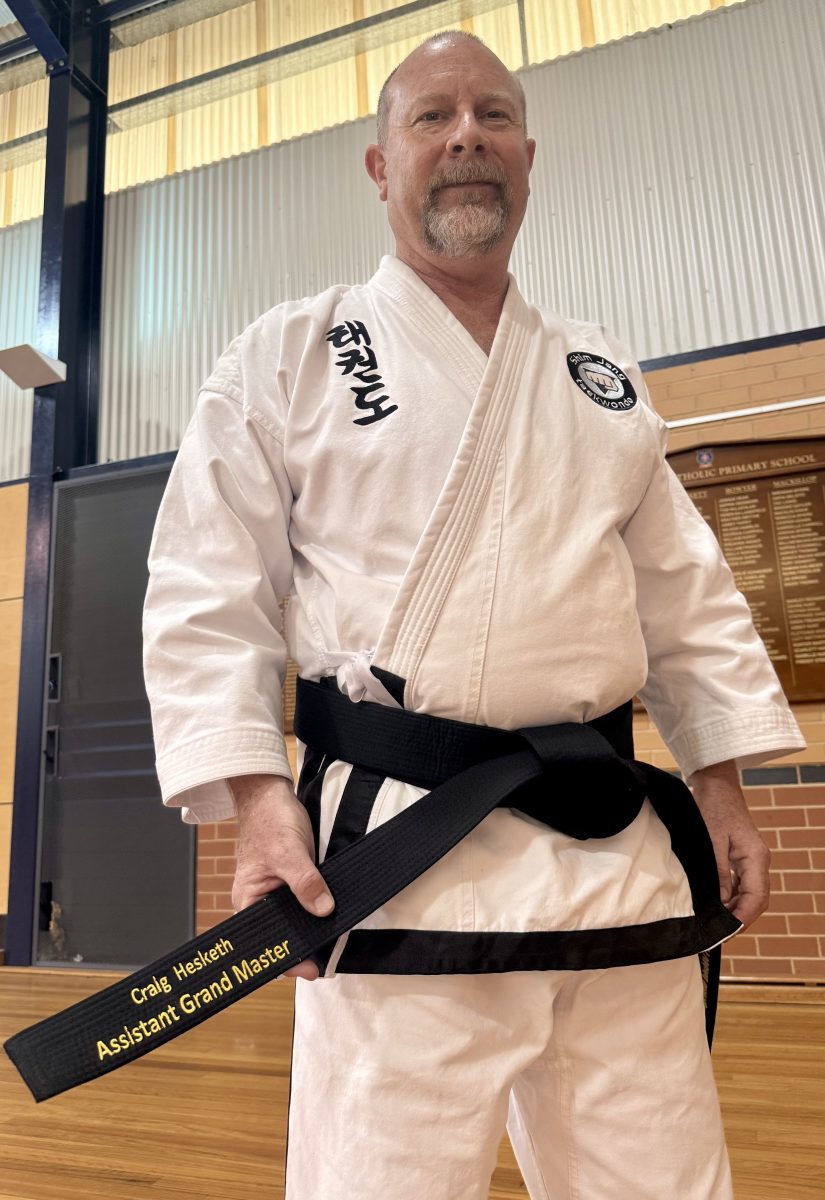 Assistant Grand Master Craig Hesketh with his new embroidered black belt. Picture: Marguerite McKinnon.
