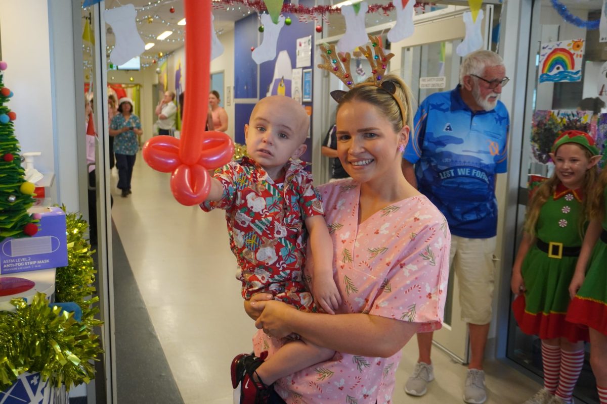 Young Tyler celebrated Christmas early with nurse Rachel Field at the Wagga Base Hospital Paediatric Ward Christmas Party.