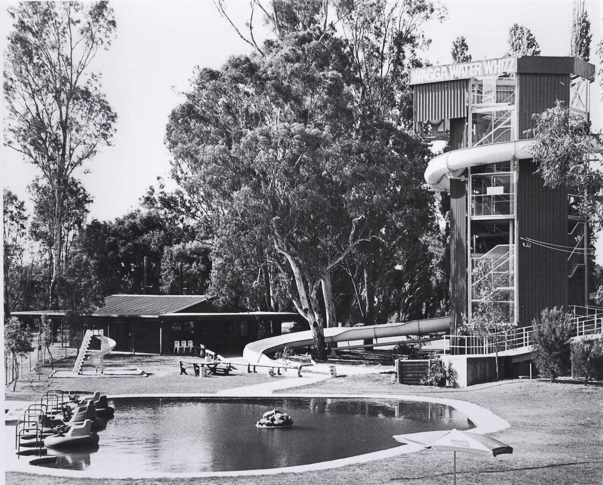 waterslide in black and white