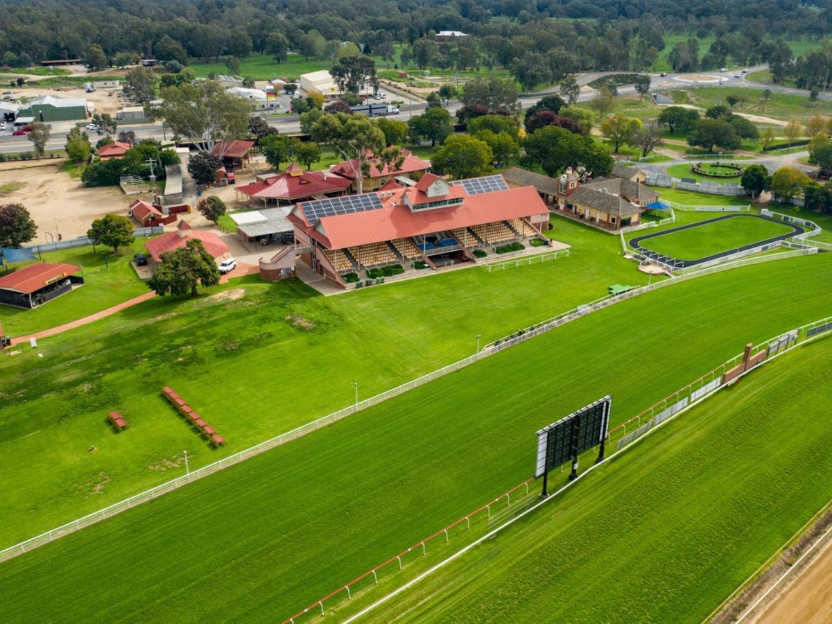 Aerial view of a turf club