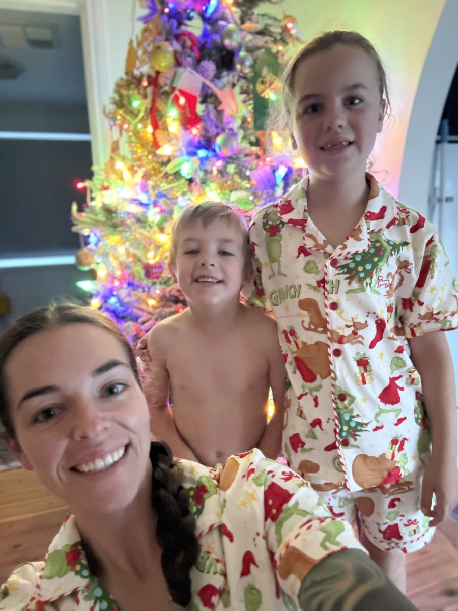 woman with her two kids