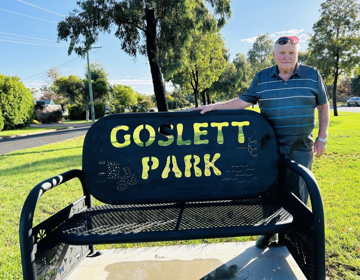 Goslett Park steel chair with man 